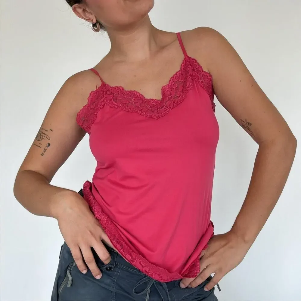 White House Black Market Women's Lace Cami Top Red Size M - Picture 8 of 8